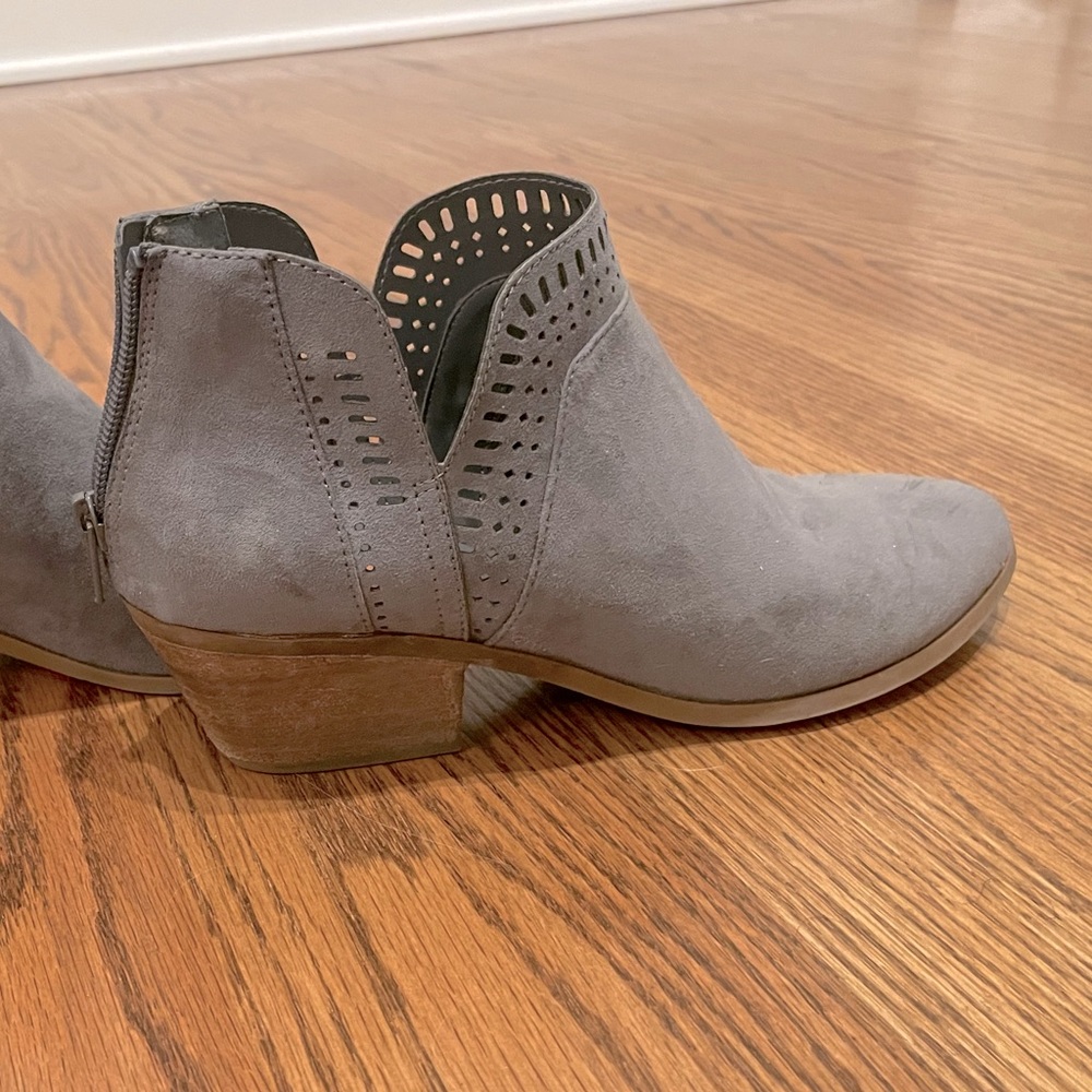 Light gray suede booties. Size 7